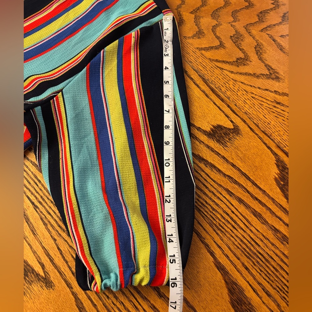 L&B Multicolor Striped Long Button-Front Top - Navy, Red, Yellow, Teal, Purple - Picture 7 of 11